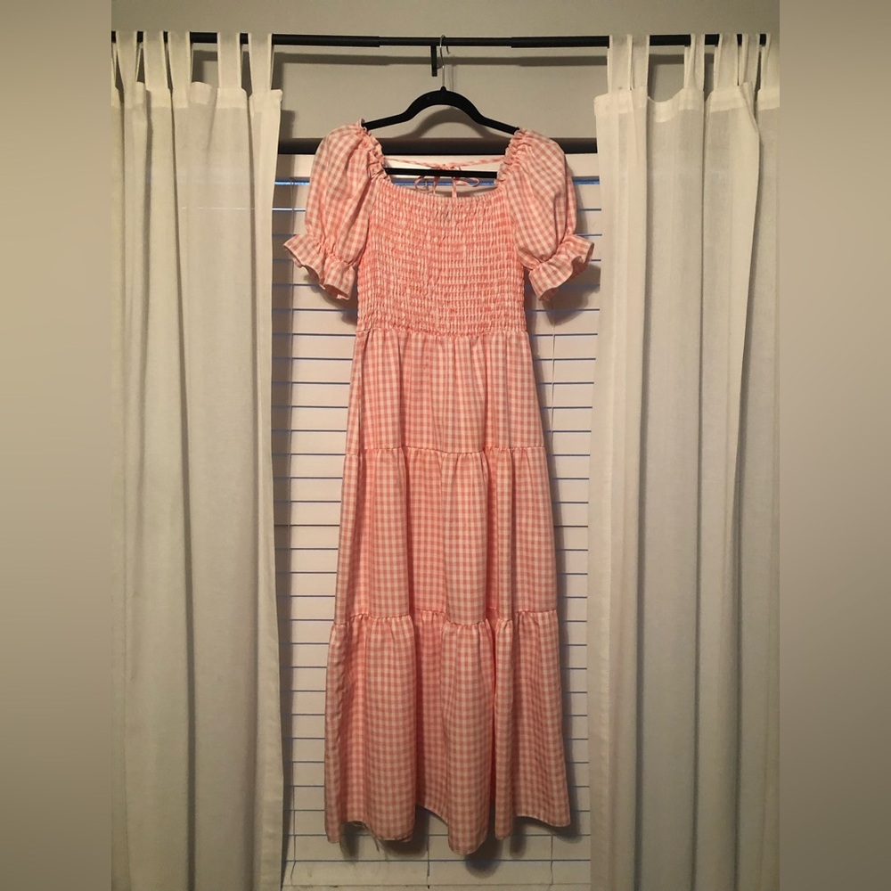 Pink Gingham Maxi Dress